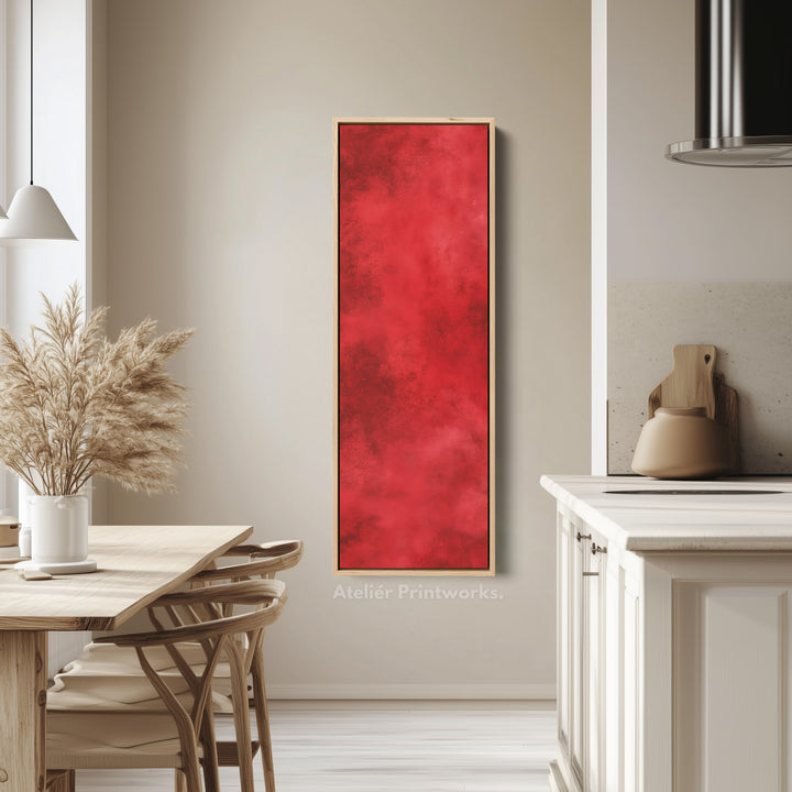 Minimalist Red Living Room Decor Vertical Wall Art - Tall Long Narrow Vertical