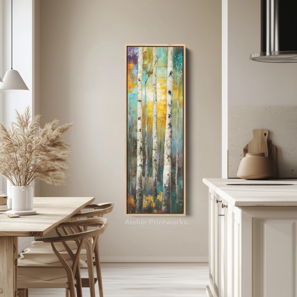 Birch Tree Long Narrow Vertical Wall Art Large Canvas Wall Decor