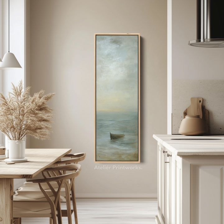 Neutral Coastal Framed Vertical Long Canvas Wall Art Prints for Living Room