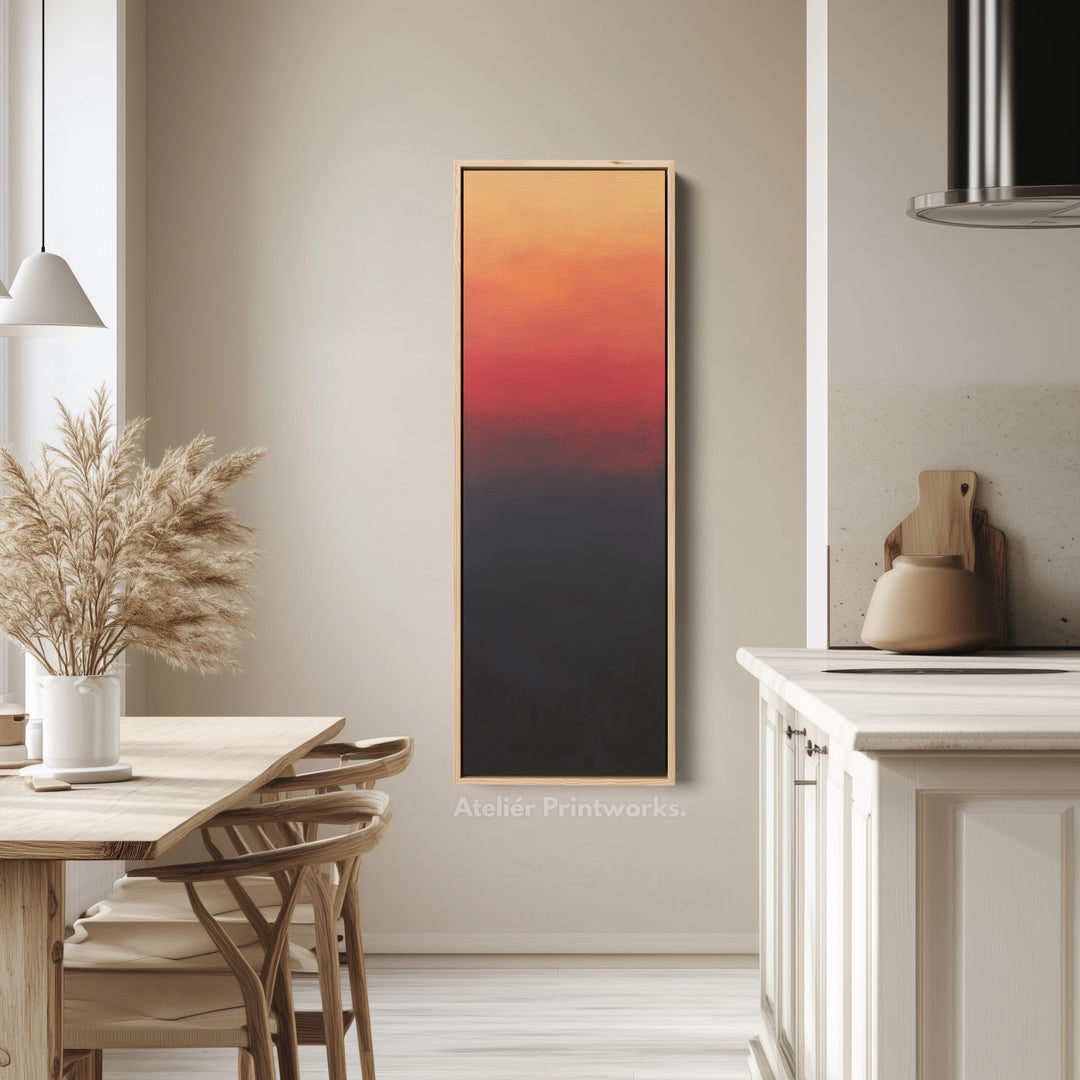 Abstract Red & Black Living Room Decor Vertical Wall Art - Tall Long Narrow Vertical