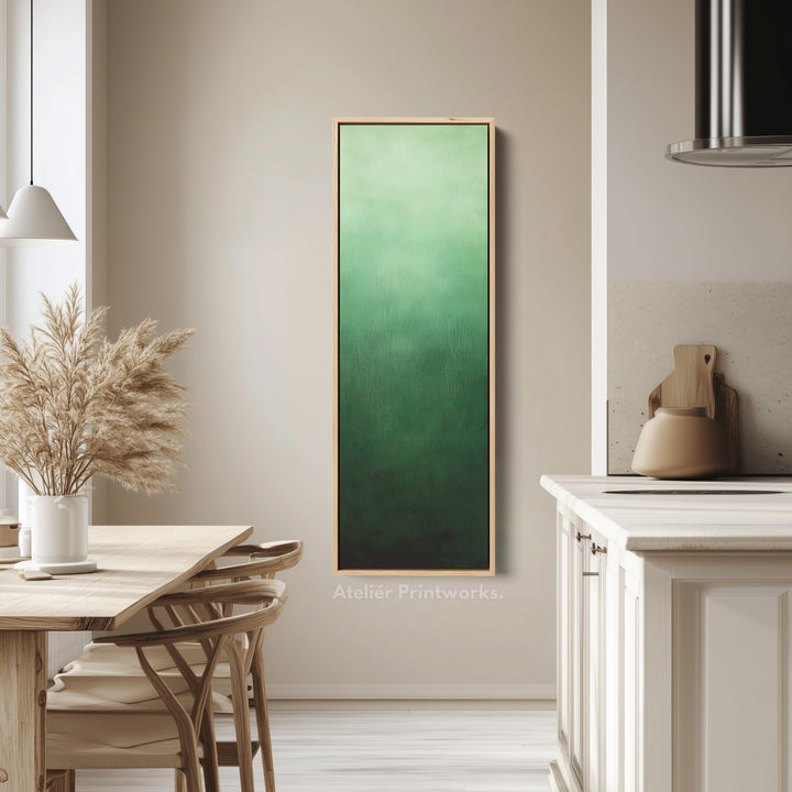 Minimalist Green Living Room Decor Vertical Wall Art - Tall Long Narrow Vertical