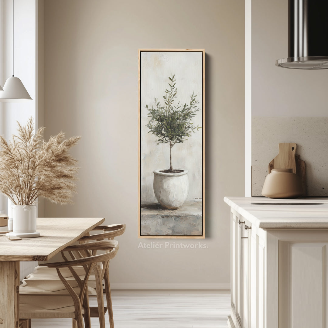 Rustic Olive Tree Long Narrow Vertical Wall Art Canvas