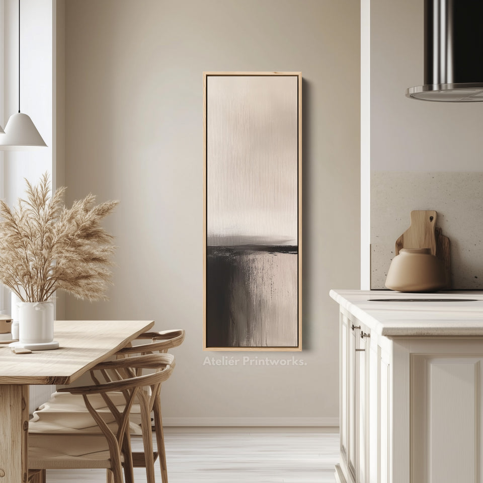 Lange smalle verticale wandkunst minimalistisch abstract grijs