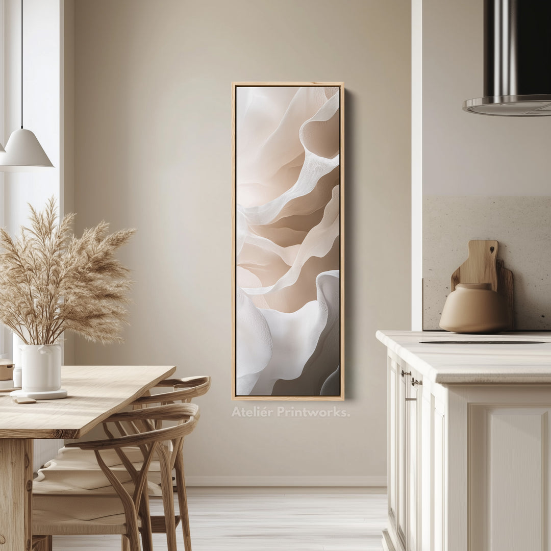 Beige & White Long Narrow Vertical Wall Art Large Canvas Decor