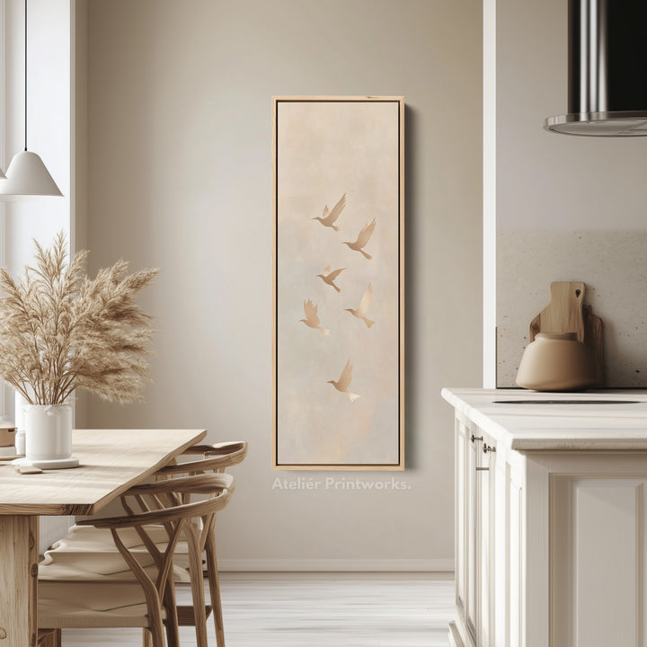 Beige & Gold Neutral Framed Canvas Wall Art For Living Room