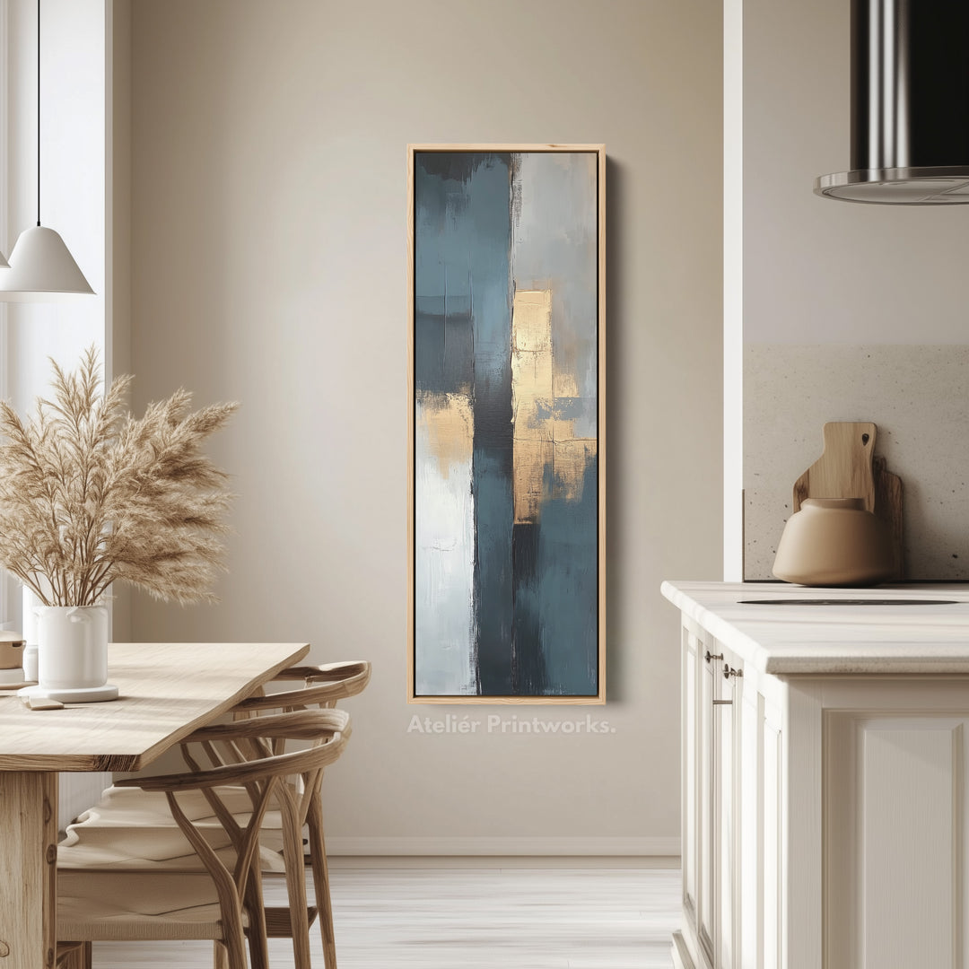 Tall Vertical Framed Canvas Abstract Gold