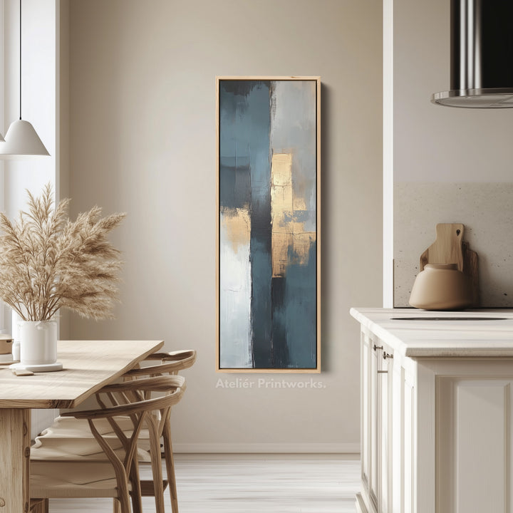 Tall Vertical Framed Canvas Abstract Gold