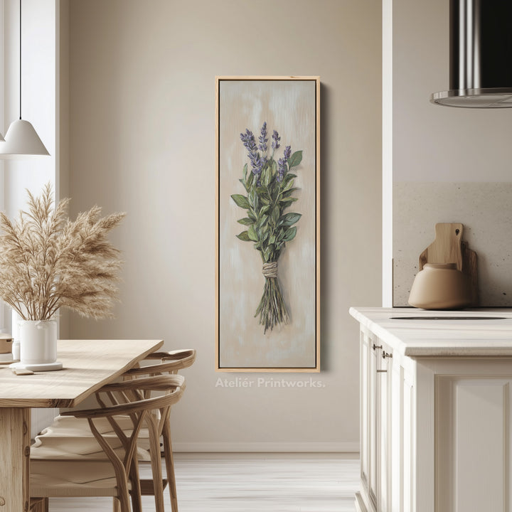 Cottagecore Kitchen Wall Art Long Vertical Framed Canvas Decor