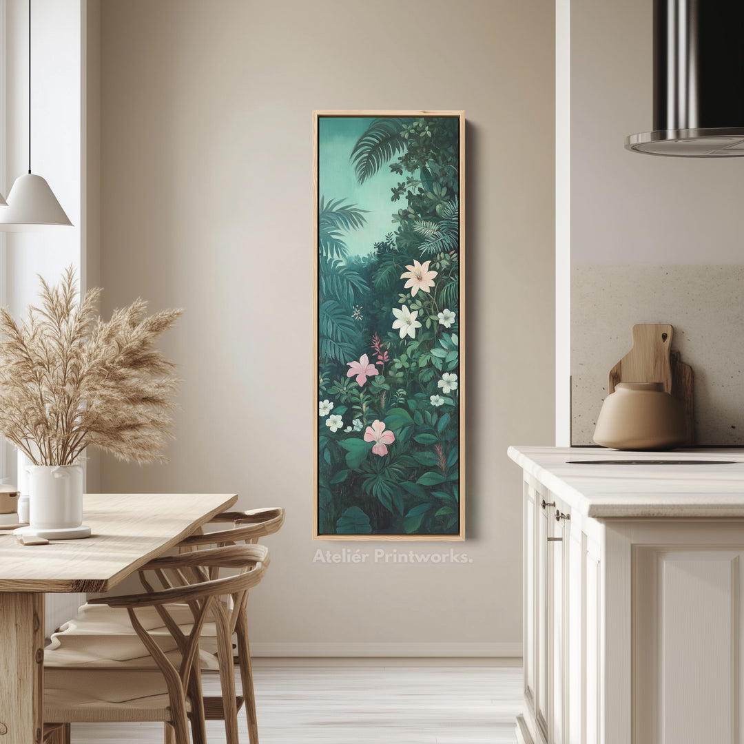 Tropical Jungle Tall Skinny Wall Decor Framed Canvas