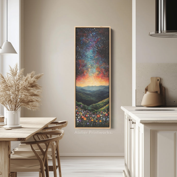Starry Night Sky Tall Skinny Wall Decor Framed Canvas