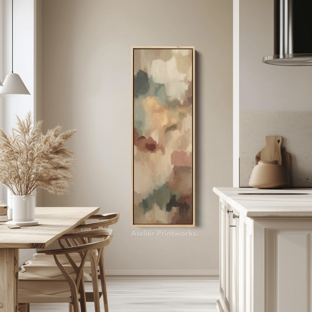 Tall Canvas Wall Art Warm Beige Brown Abstract For Living Room