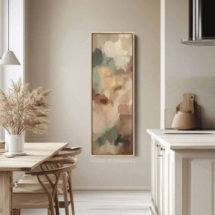 Tall Canvas Wall Art Warm Beige Brown Abstract For Living Room