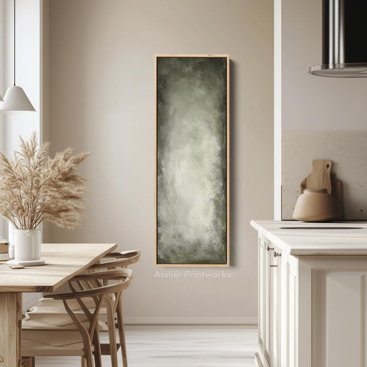 Abstract Rustic Green Long Living Room Framed Canvas Wall Decor