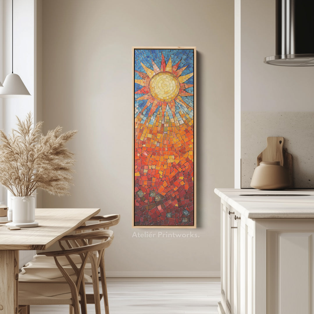 Mosaic Sun Burst Vertical Bedroom Wall Art Long & Narrow