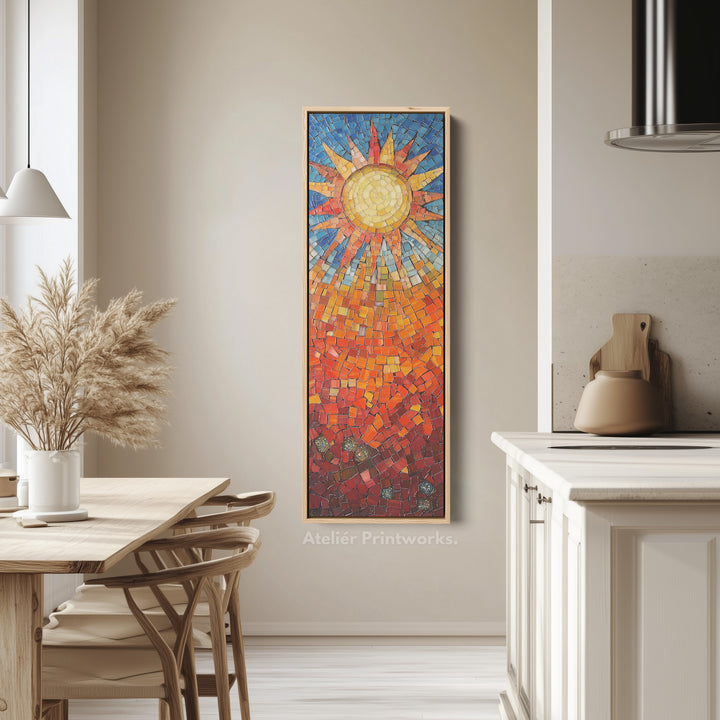 Mosaic Sun Burst Vertical Bedroom Wall Art Long & Narrow