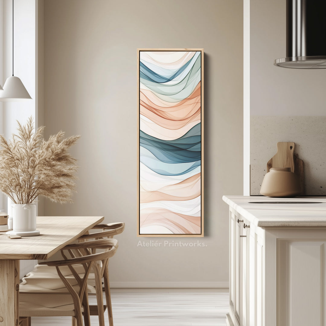 Long Narrow Vertical Wall Art Neutral Wave