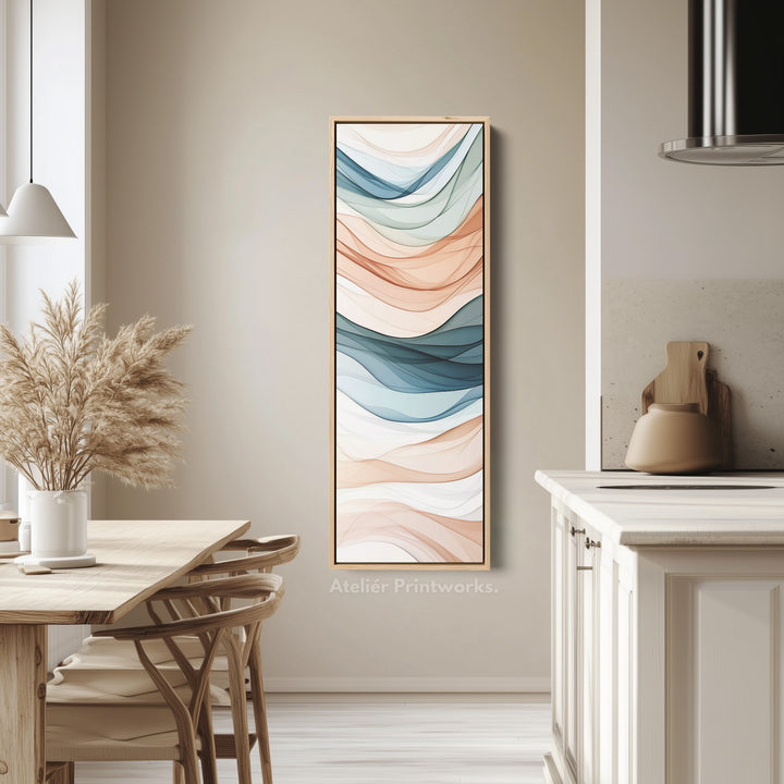 Long Narrow Vertical Wall Art Neutral Wave