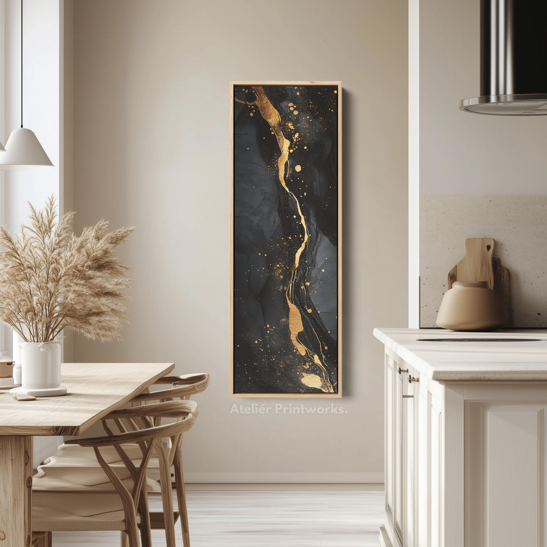 Vertical Bedroom Wall Art Gold & Black Abstract