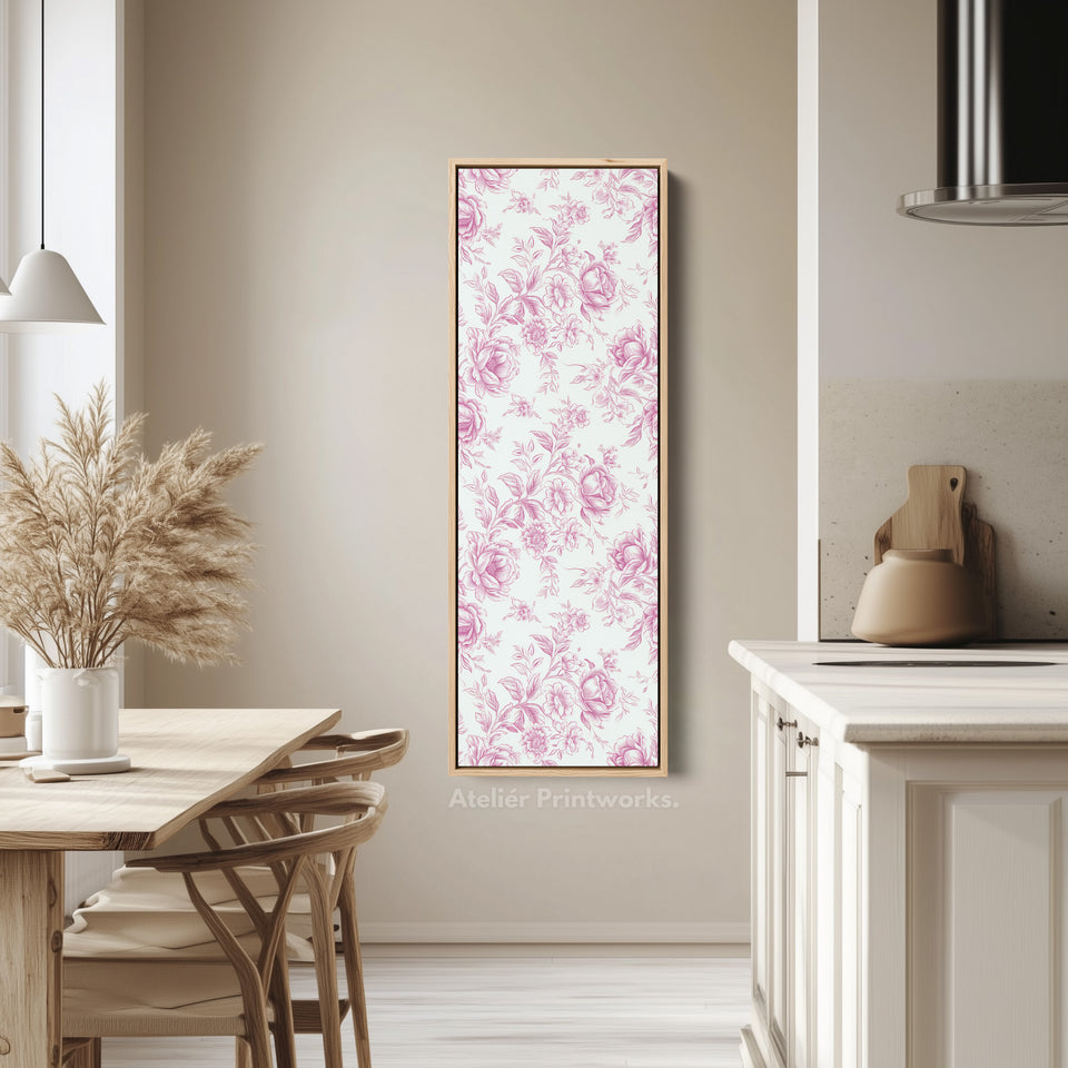 Vertical Floral Long Wall Art Pink Peonies