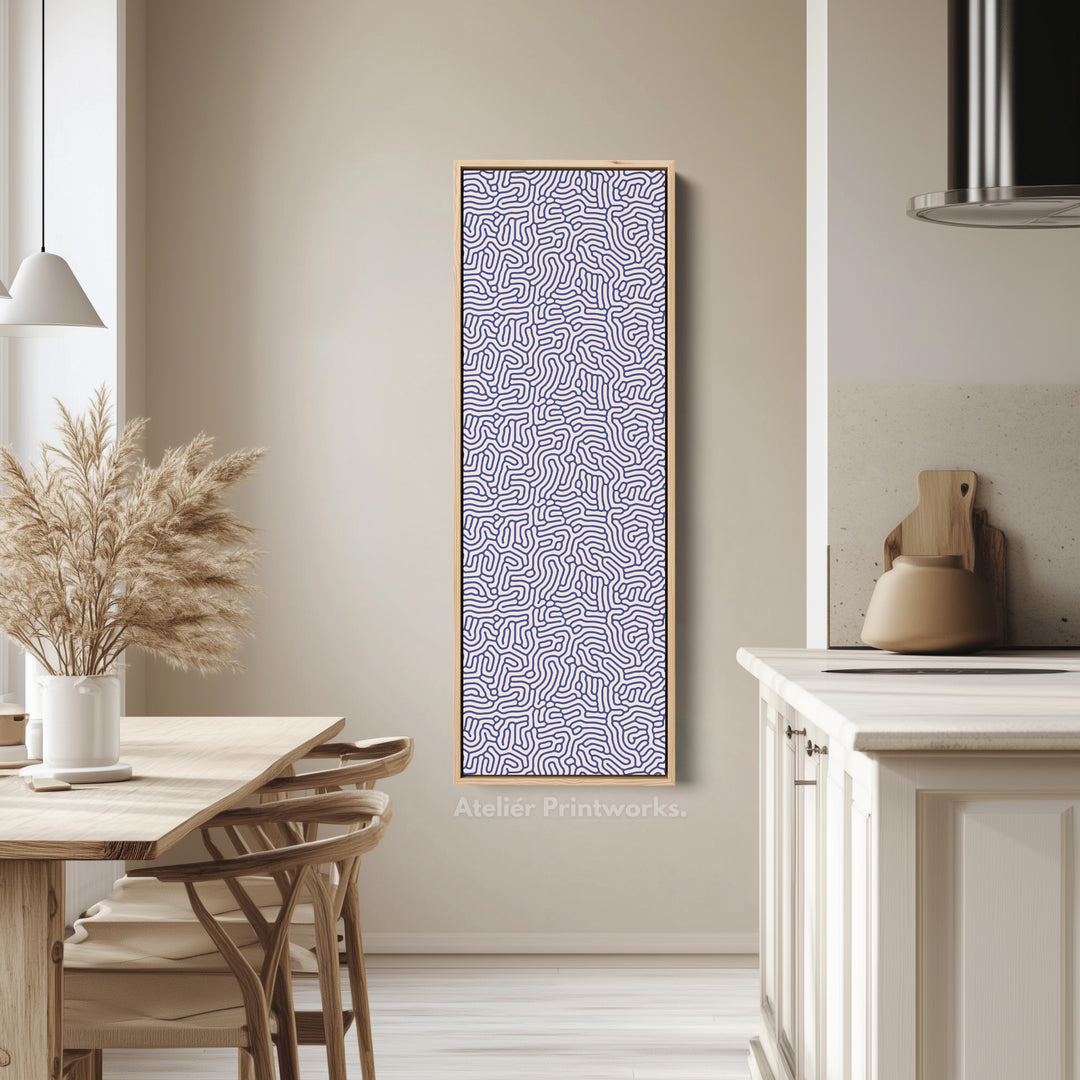 Blue & Beige Organic Pattern Long Vertical Wall Art