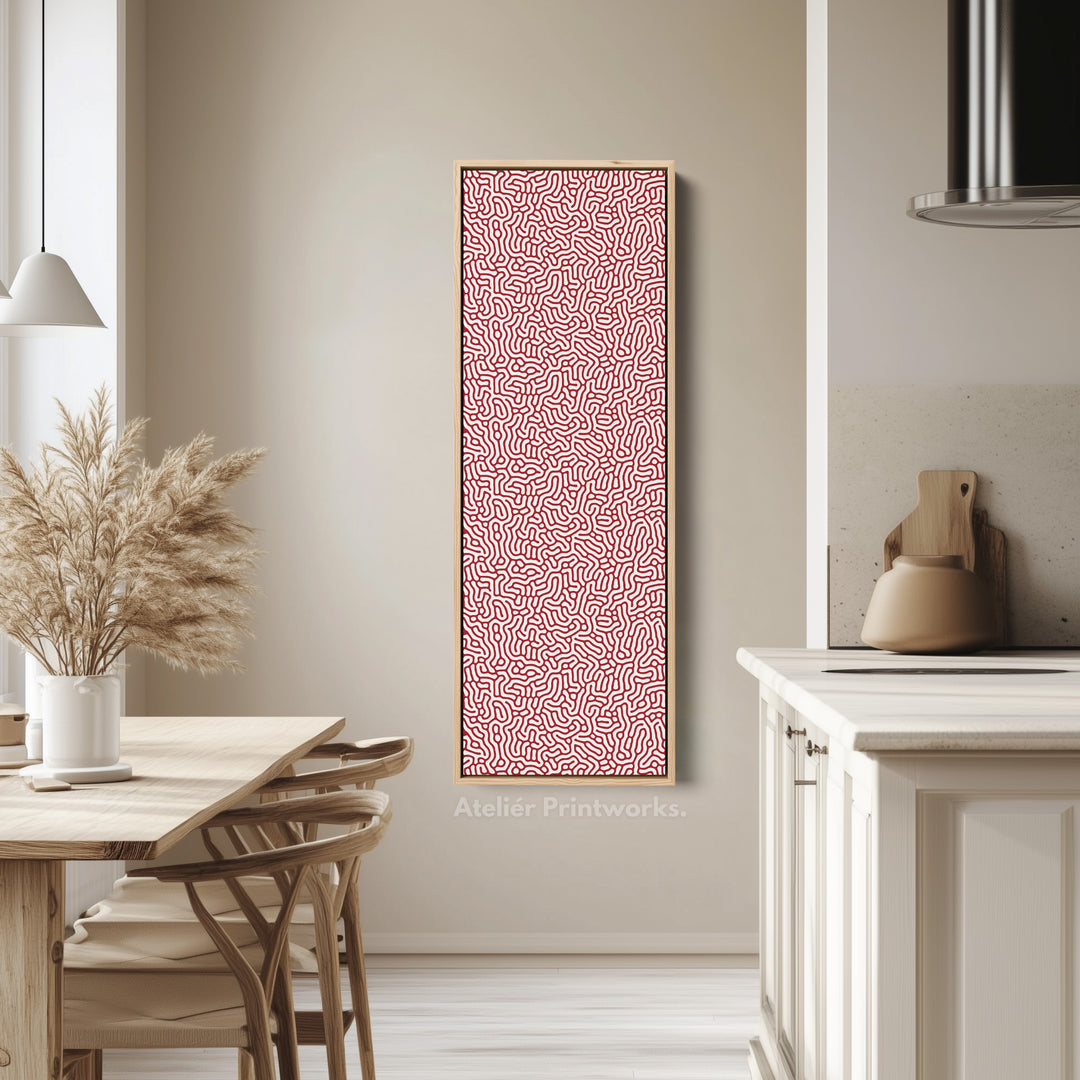 Art mural vertical long motif rouge et blanc