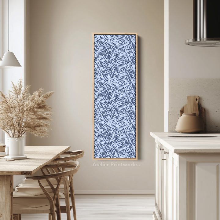 Dark & Light Blue Wriggly Vertical Narrow Wall Art