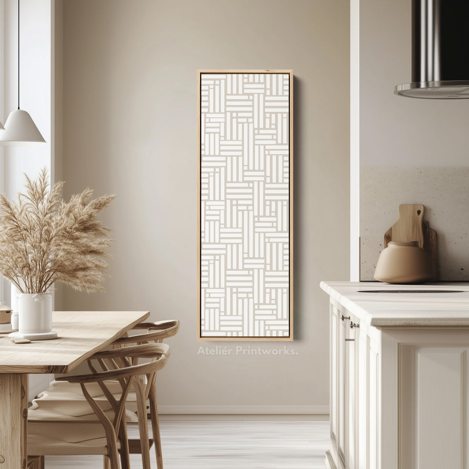 Beige & White Vertical Narrow Wall Art