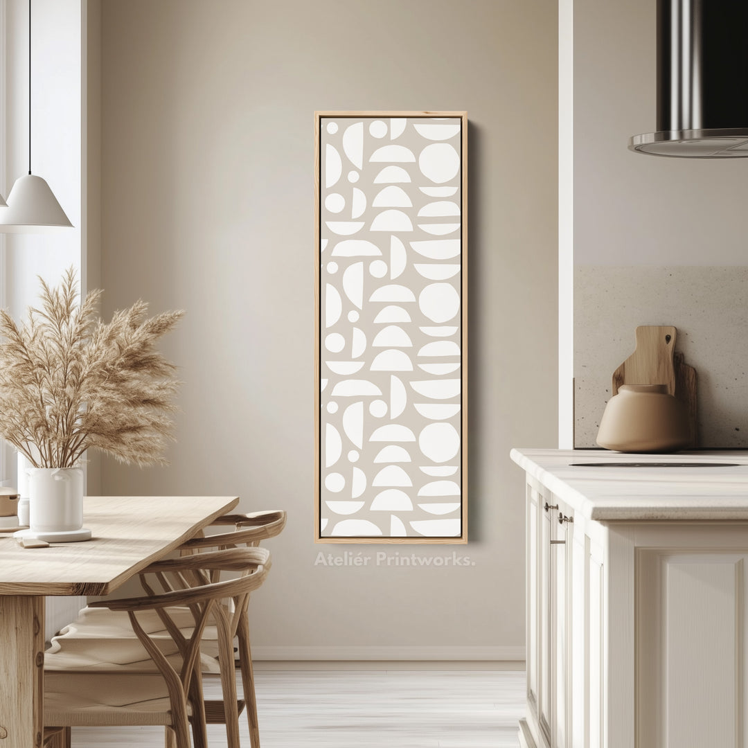 Vertical Tall Narrow Wall Art Beige & White