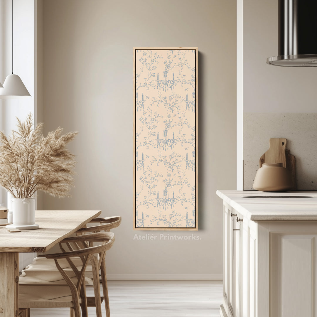 Vintage Blue & Beige Secret Garden Narrow Wall Art