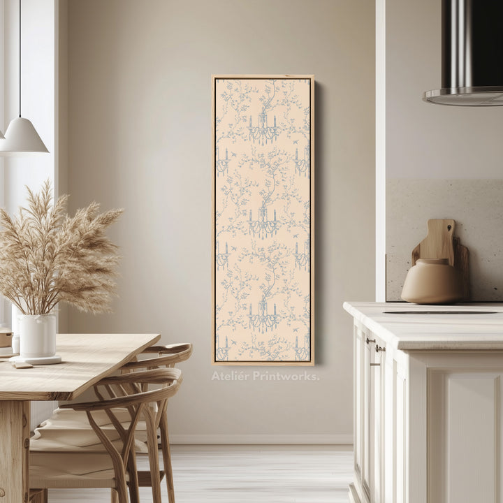 Vintage Blue & Beige Secret Garden Narrow Wall Art