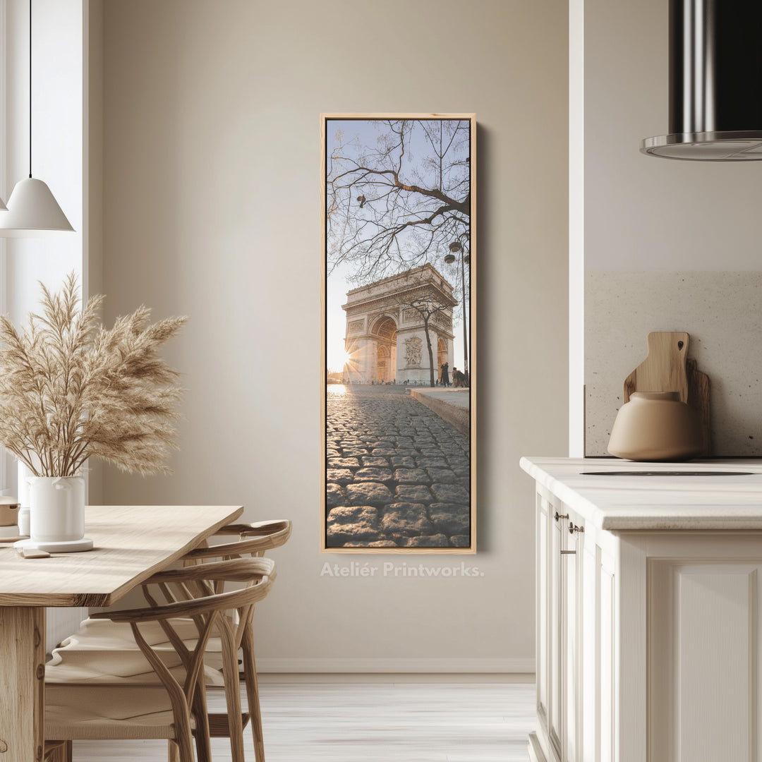 Paris Arc De Triomphe Vertical Long Framed Canvas