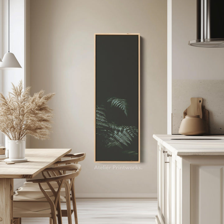 Large Framed Canvas Vertical Wall Art Dark Fern