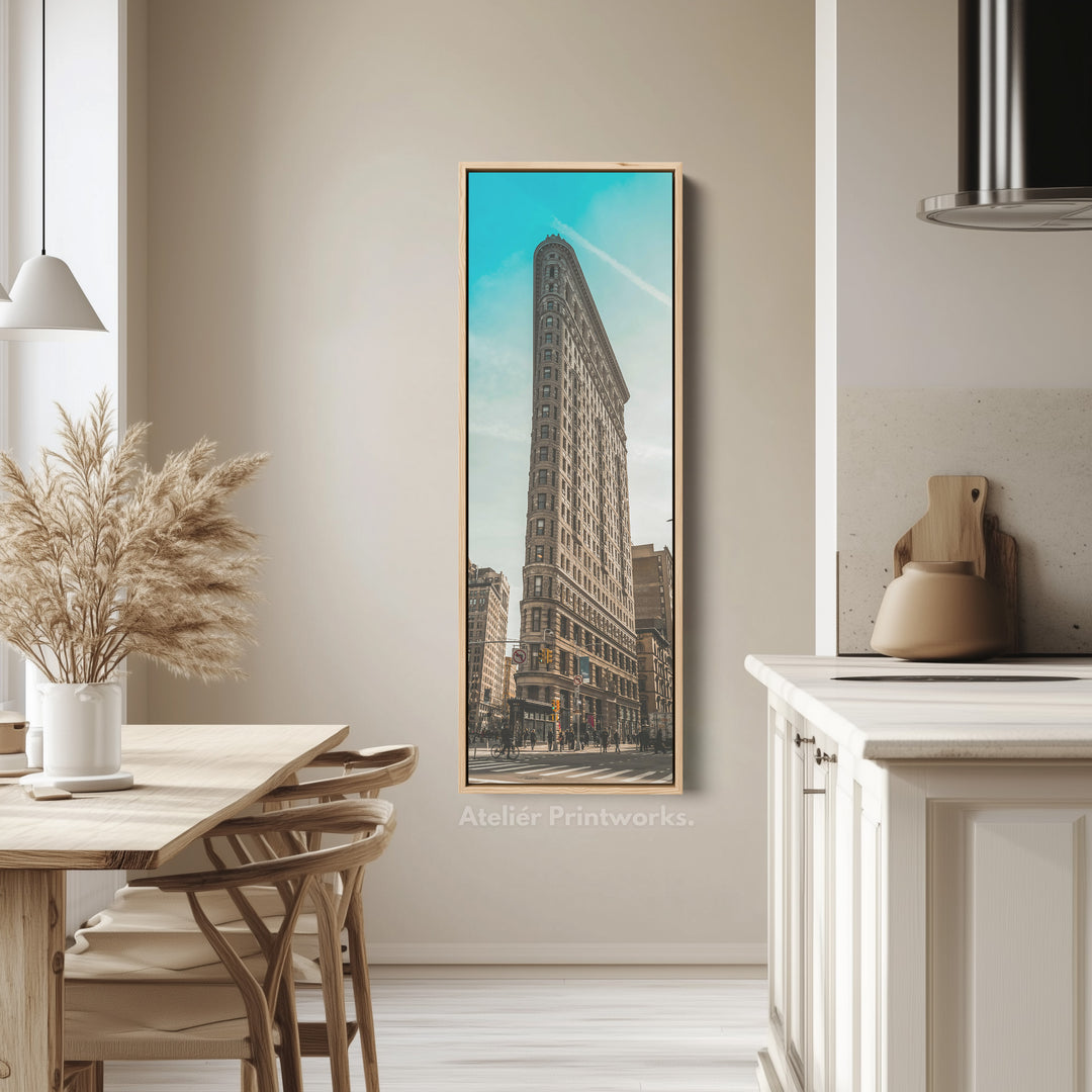 Large Framed Canvas Vertical Wall Art New York Flat Iron