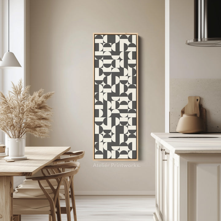 Bauhaus Geometric Pattern Tall Vertical Wall Canvas for Office or Living Room