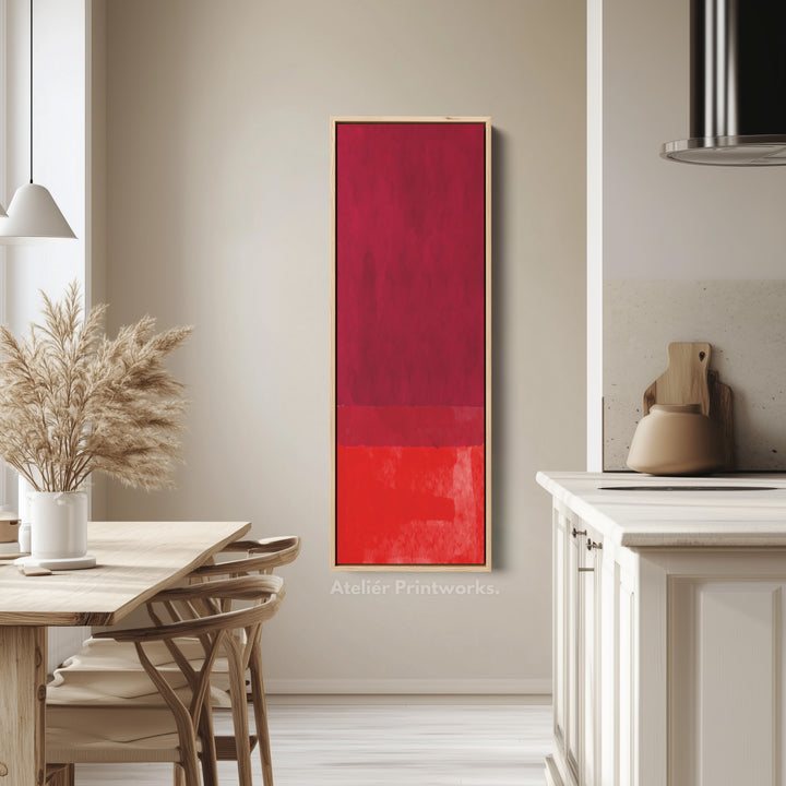Toile murale encadrée verticale abstraite rouge profond pour chambre ou bureau