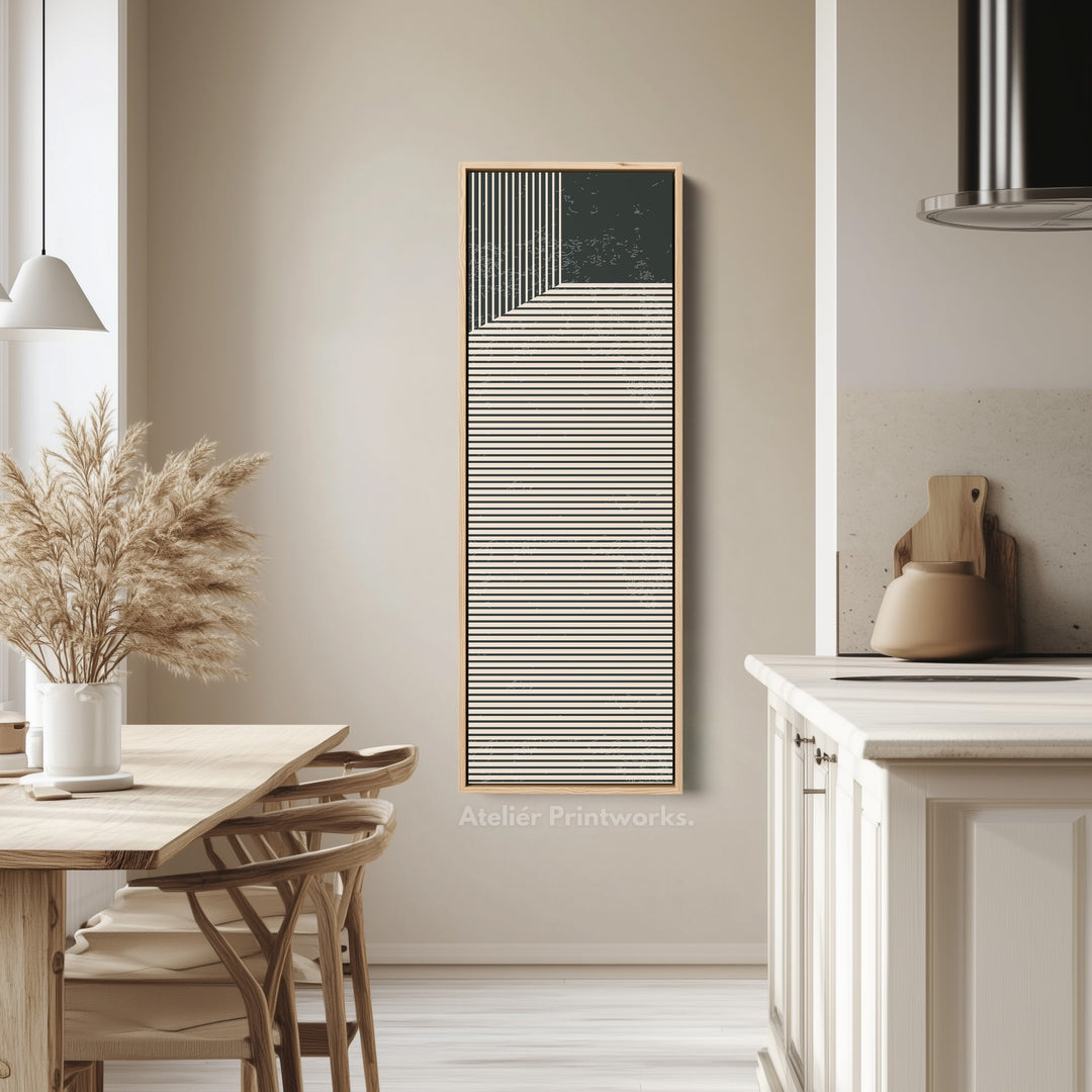 Toile encadrée verticale abstraite à rayures pour coin, décoration murale pour chambre ou bureau