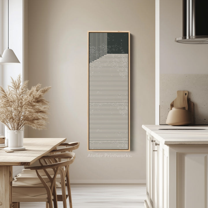 Toile encadrée verticale abstraite à rayures pour coin, décoration murale pour chambre ou bureau