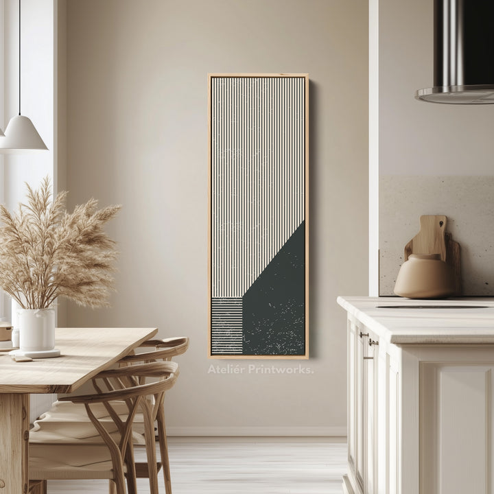 Bold Stripe Angles Vertical Framed Canvas Wall Art for Living Room or Hallway