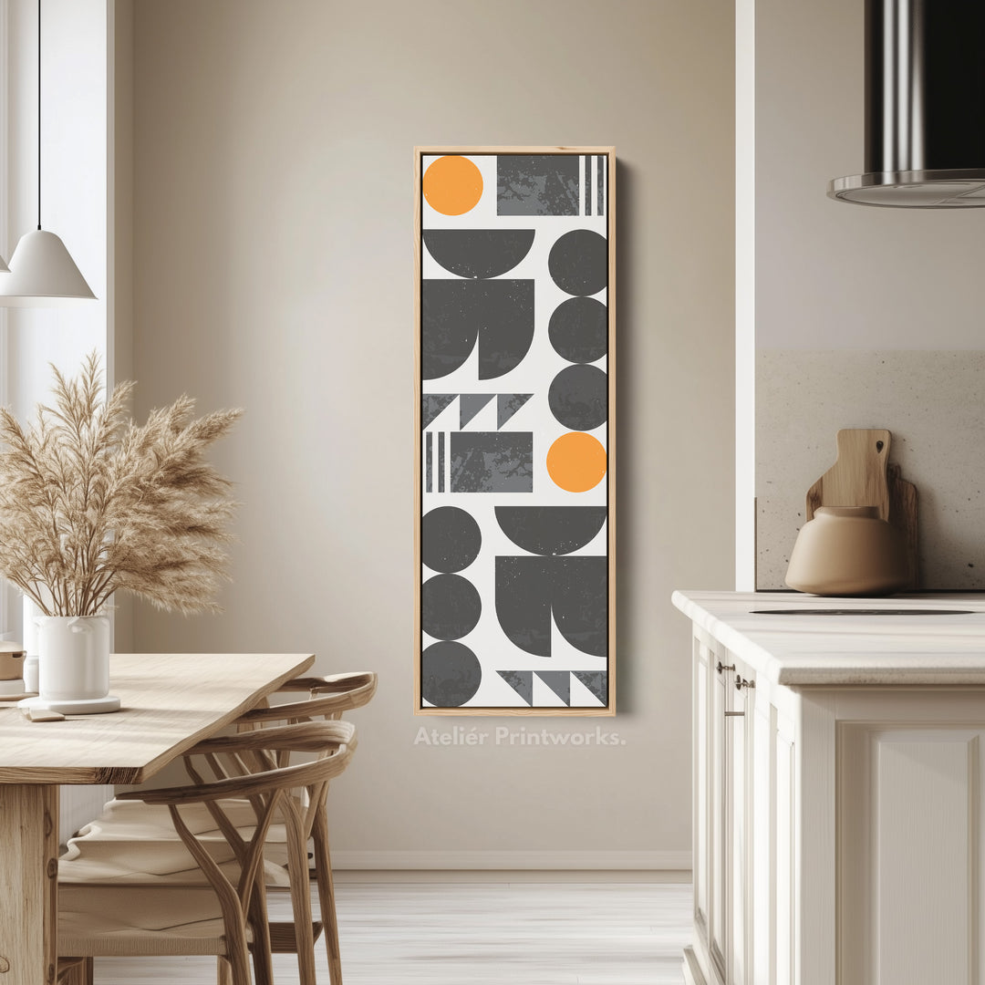 Abstract Half Moon Pattern Vertical Framed Canvas Wall Art for Bedroom or Office