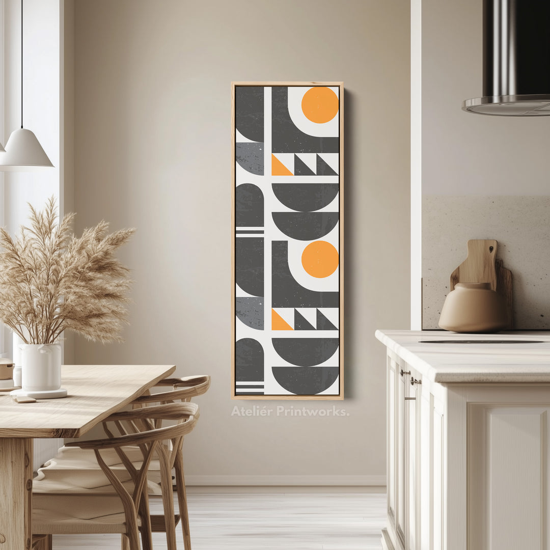 Modern Geometric Sun Vertical Framed Canvas Wall Art for Office or Studio