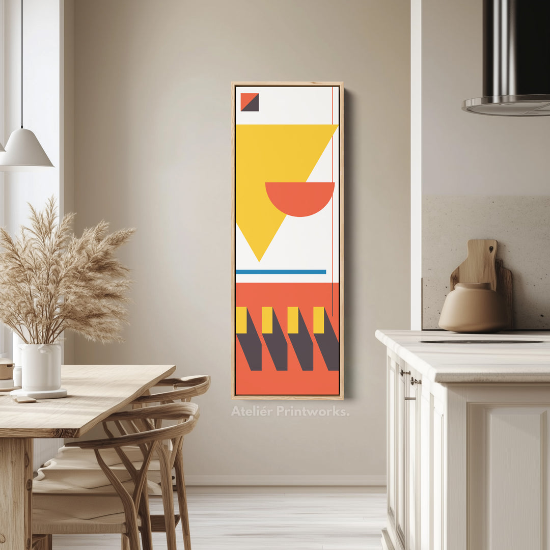 Art mural sur toile encadrée verticale inspirée du Bauhaus pour salon ou chambre à coucher