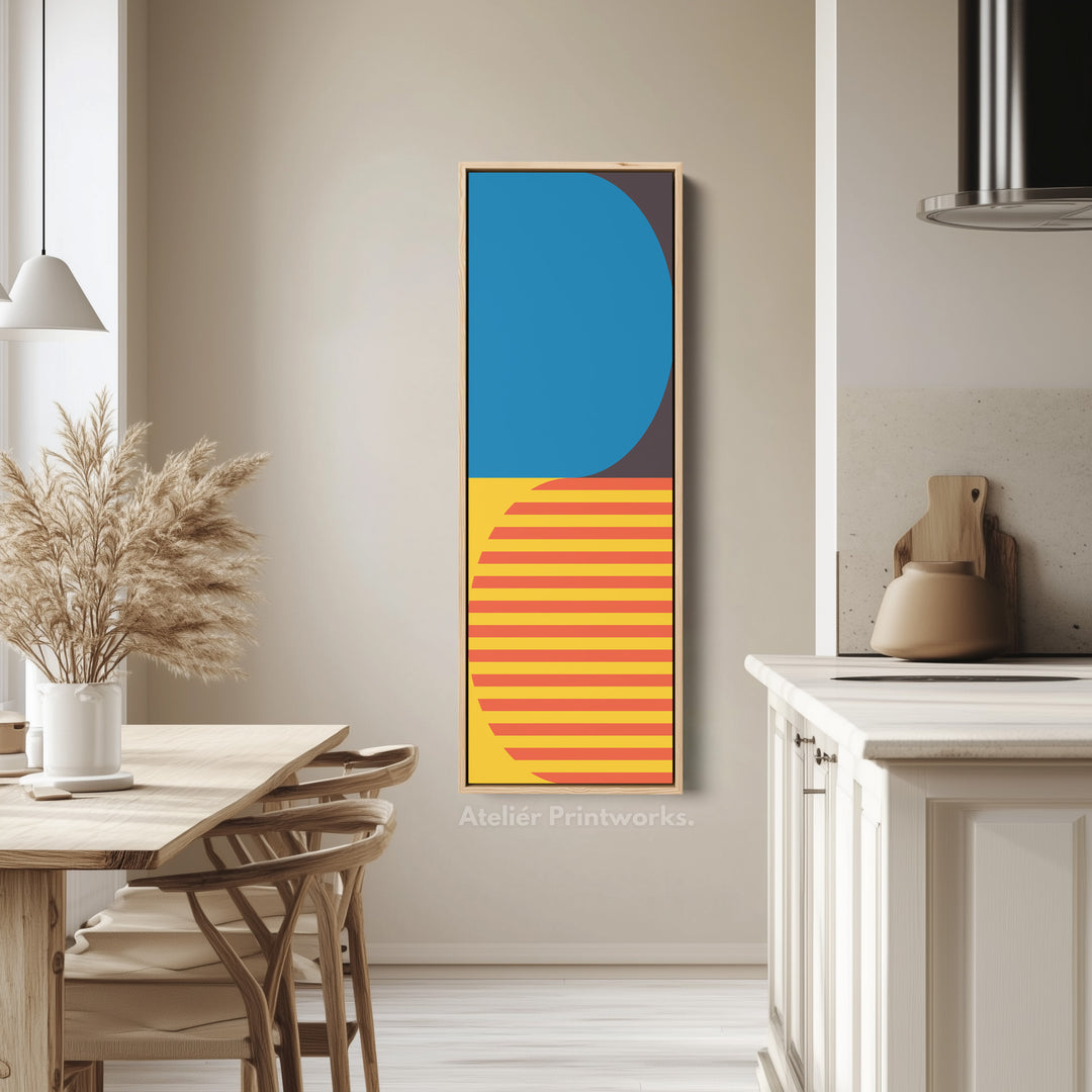Minimalist Sun Stripes Vertical Framed Canvas Wall Art for Bedroom or Hallway