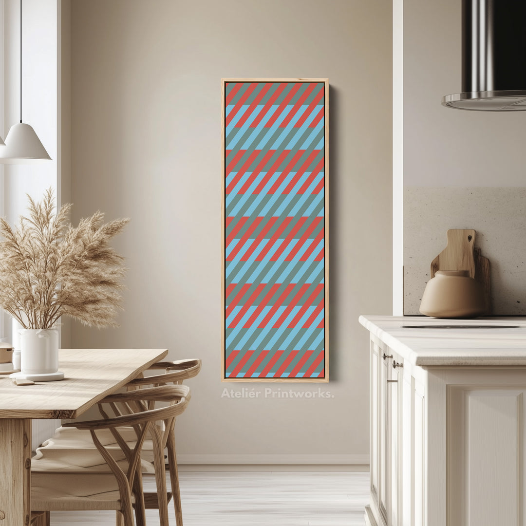 Abstract Stripe Geometry Vertical Framed Canvas Wall Art for Bedroom or Studio