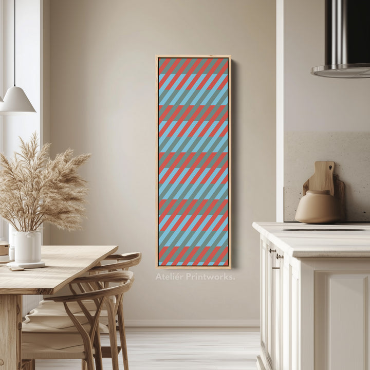 Abstract Stripe Geometry Vertical Framed Canvas Wall Art for Bedroom or Studio