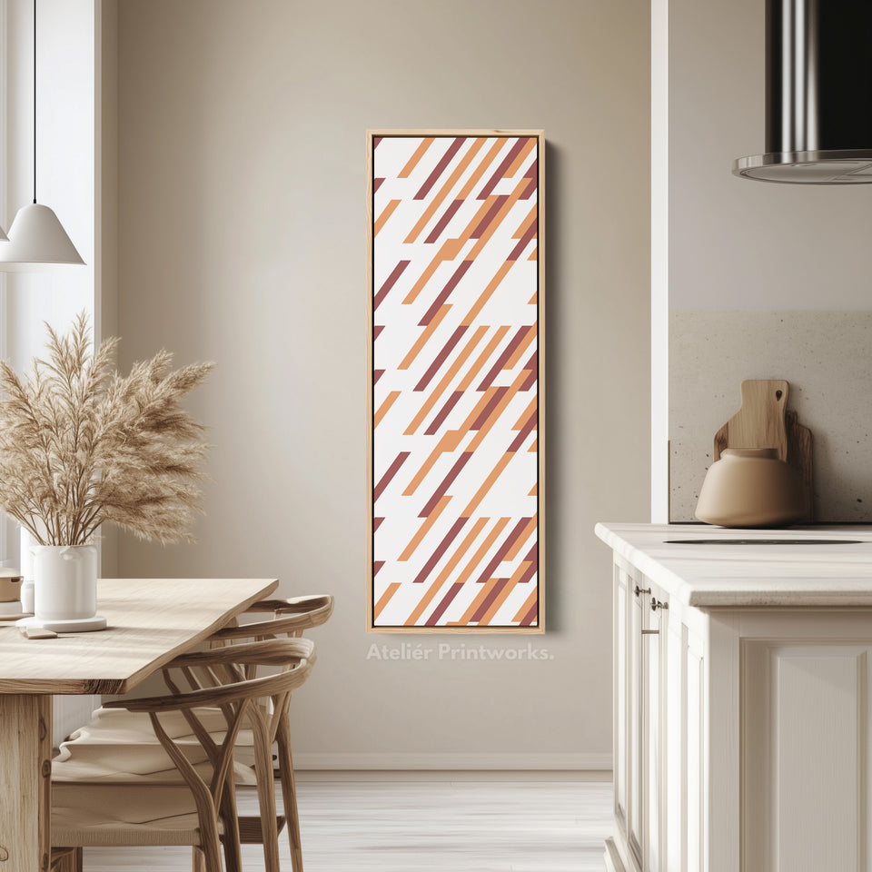 Earth Tone Stripes Vertical Framed Canvas Wall Art for Living Room or Office