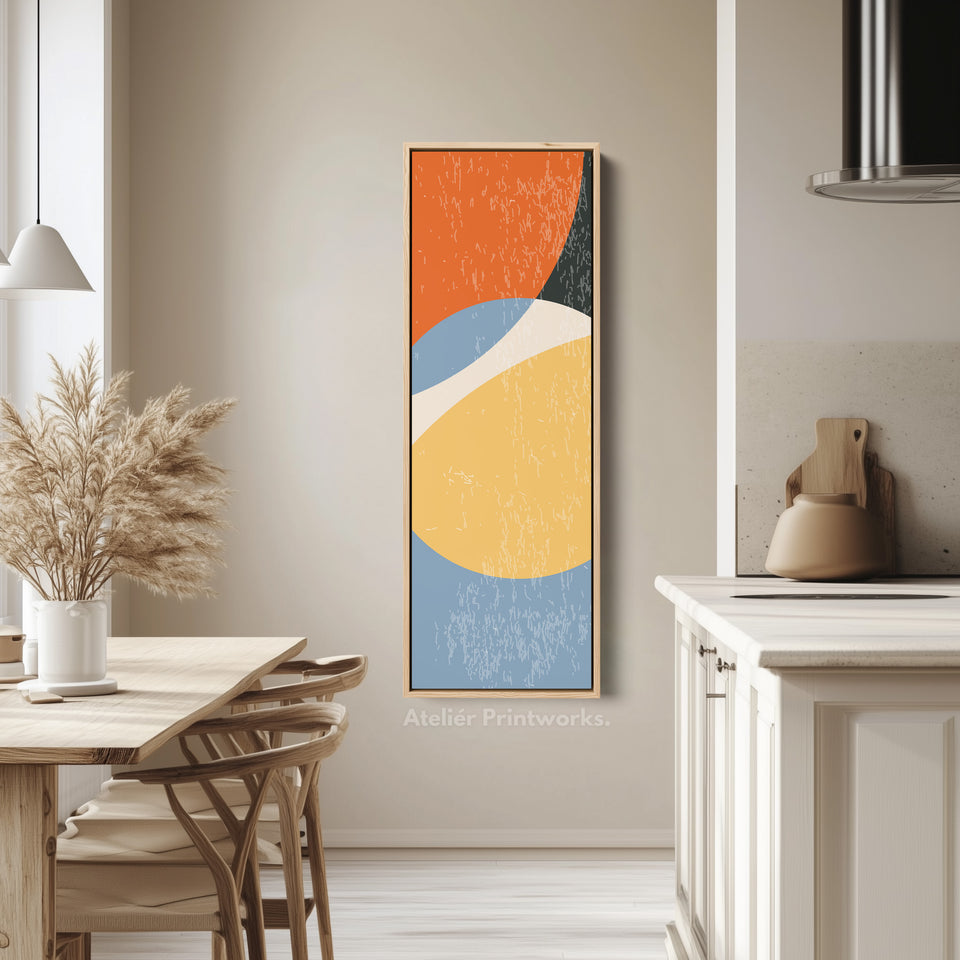 Modern Retro Curves Vertical Framed Canvas Wall Art for Living Room or Studio