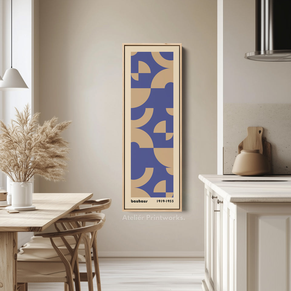 Red and Black Bauhaus Geometry Vertical Framed Canvas Wall Art for Living Room or Hallway