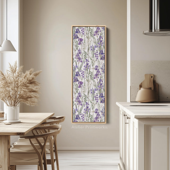 Tall Wall Art Purple Botanical Flowers Skinny Wall Art For Hallway