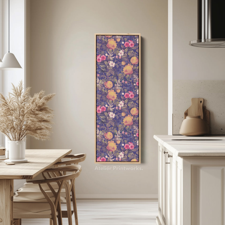 Vertical Wall Art Yellow Roses Botanical Canvas For Living Room