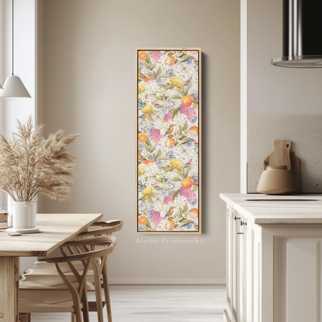 Tall Canvas Wall Art Botanical Oranges And Flowers Vertical Wall Art For Kitchen